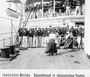Fencing: Crew on deck of a Japanese warship, 1903