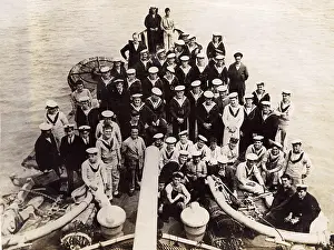 Camaraderie: Crew of HMS Swift in group photo on deck, WW1