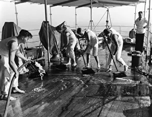 Scrub: Crew at work on board of the Meteor