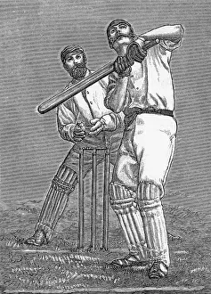 Stumps: Cricket a batsman dealing with a full pitch