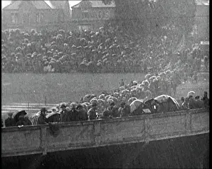 Sheltering: Cricket Spectators Sheltering Under Umbrella