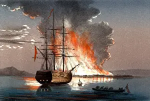 Dardanelles: Crimean War Burning of the redout at Kale 1857