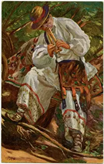 Satchel: Croatian Shepherd, playing a Frula