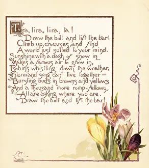 Prang: Crocus flowers, Crocus sativus, and calligraphic poem