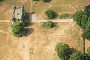 Cropmark: Crop marks revealing the buried foundations of Tixall Hall