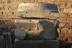 Ephesian: Cross on column base, Ephesus, Izmir, Turkey