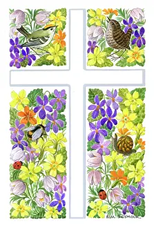 Brenda: Cross with four floral panels