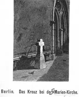 Bats: Cross at the Marienkirche in Berlin-Mitte, around 1850