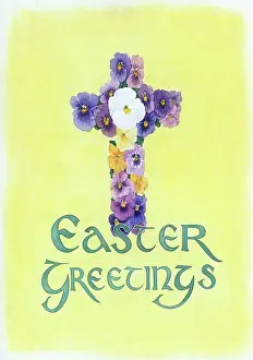 Pansies: A Cross of Pansies with'Easter Greetings