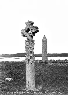 Fermanagh: Cross and Round Tower, Devenish Island