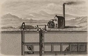 Encyclopaedia: Cross-section of a metalliferous mine in the Devon
