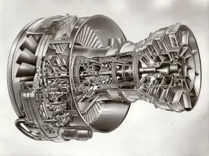 Turbofan: Cross-sectional drawing of the Rolls-Royce RB211