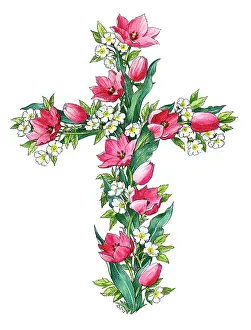 Phoenician: Cross of Tulips and Phoenician Rose