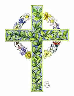 Snowdrops: Cross and wreath of spring flowers