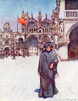 Menpes: Crossing the Piazza of St. Mark - Venice, Italy