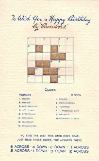 Crossword: Crossword puzzle on a birthday card