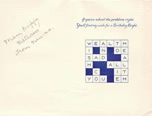 Crossword: Crossword puzzle on a birthday card