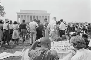 Mall: Crowd of African Americans and whites on the