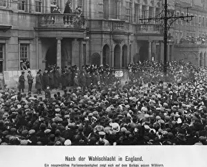 Bethell: Crowd cheering a newly elected member of parliament, 1911