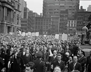Old Fashion: A crowd on D-day in Madison Square, New York
