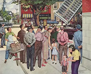 Pastimes: Crowd watches Phone Network Installation
