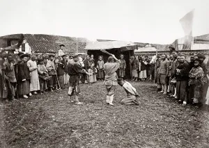 Decapitation: Crowd watching execution by decapitation, China c.1880's