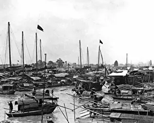 Guangzhou: Crowded harbour scene, Canton(?), China