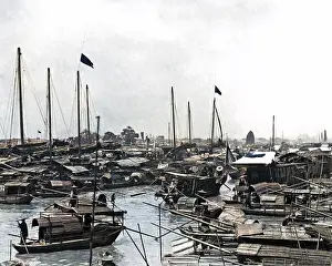 Rigging: Crowded harbour scene, Canton(?), China