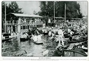 Houseboats: Crowded river during the Henley Regatta 1905