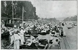 Houseboats: Crowded river during the Henley Regatta 1905