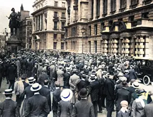 Manpower: Crowds gathered outside War Office in August 1914, WW1