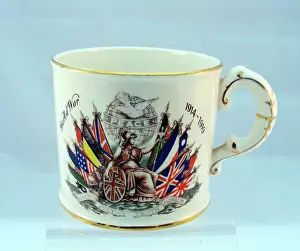 Beattys: Crown Devon china mug with flags of the Allies