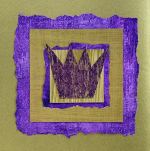 Distressed: Crown ? in gold and purple borders