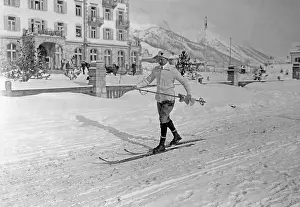 Skiers: Crown Prince Wilhelm of Prussia doing winter