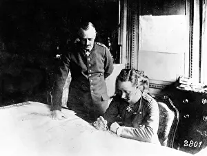 Compasses: Crown Prince Wilhelm studying a map, WW1