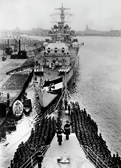 Hoisted: Cruiser Emden and armored ship Germany, 1933