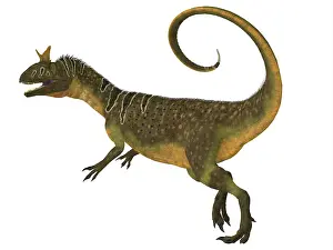 Dilophosaurid: Cryolophosaurus dinosaur, side view