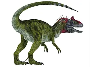 Dilophosaurid: Cryolophosaurus dinosaur, white background