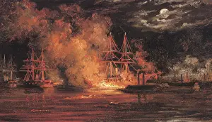 Xanthus: CSS Manassas Pushing Fire Barge into the USS Hartford