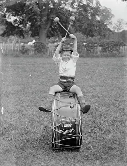 Bexleyheath: A Cub Sitting Astride a Bass Drum