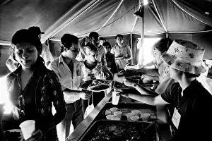 Fairgrounds: Cuban refugees get lunch from mess hall