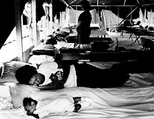 Cots: Cuban Refugees sleep on their cots
