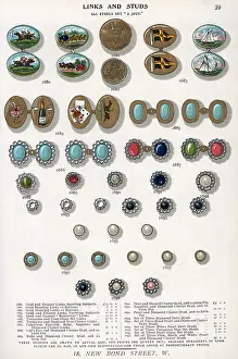 Studs: Cuff links and shirt studs in gold and enamel