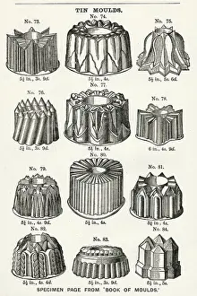 Mould: Culinary moulds in tin 1887