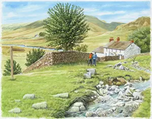 Walkers: Cumbrian Landscape with two walkers