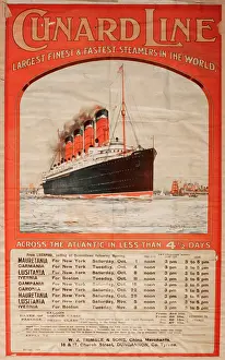 Fares: Cunard Line Transatlantic Steamer Timetable poster