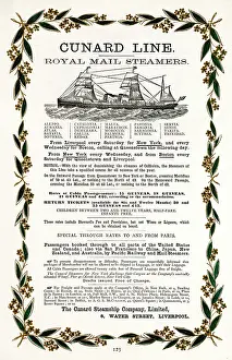 Timetable: CUNARD TIMETABLE 1883