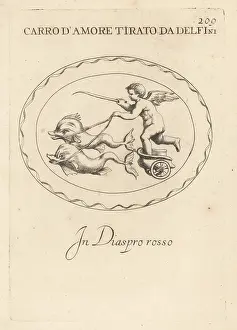 Amor: Cupid driving a chariot drawn by dolphins