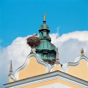 Zwettl: Cupola with lantern and a stork's nest in the front