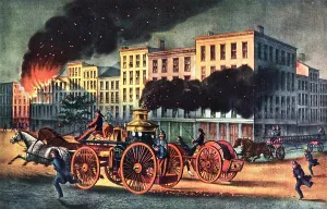 Pumper: Currier and Ives Lithograph Engraving of the Life